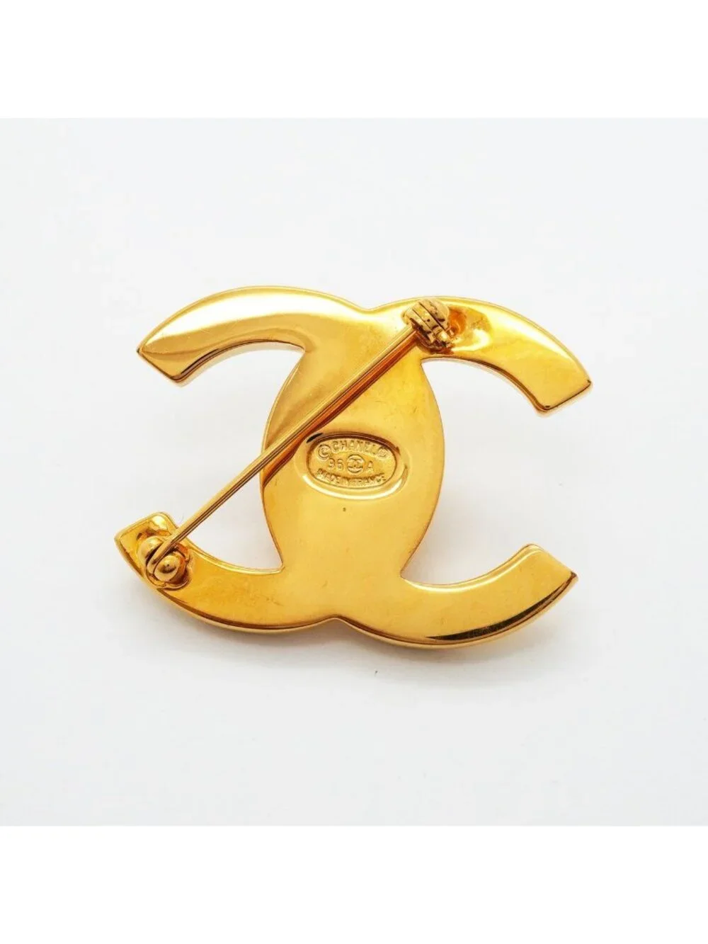 Chanel Brooch Vintage CC Logo Turnlock Gold Plated
